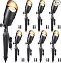 Gardenreet Spot Light Brass - Outdoor Landscape Spotlights 12V, LED Low Voltage Landscaping Uplights, All Weather Hard-Wired Black for Backyard Lawn with No Bulbs (8 Pack)