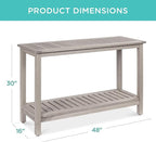 Best Choice Products 48in 2-Shelf Eucalyptus Wooden Console Table Indoor Outdoor Multifunctional Buffet Bar Storage Organizer w/Foot Sliders - Gray