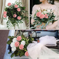 Artificial Pink Roses, 200 Pieces with 100 Leaves, Wired Stems