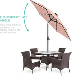 Best Choice Products 7.5ft Outdoor Solar Market Table Patio Umbrella for Deck, Pool w/Tilt, Crank, LED Lights - Rose Quartz