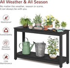 Stoog Outdoor Console Table, All-Weather 2-Tier Patio Console Table with Adjustable Feet, Low Maintenance, for Backyard, Garden, Entryway, and Deck, Black