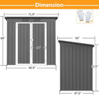 Storage Shed with Galvanized Steel, Vents and Lockable Door, Gray