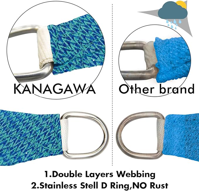 KANAGAWA 6'X14' Turquoise Mix Custom Size Sun Shade Sail Rectangle UV Block Canopy Cover for Patio Backyard Lawn Garden Outdoor (Customized Available)