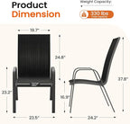 JEAREY Patio Dining Chairs Set of 4, Outdoor Stackable Dining Furniture Set, All Weather Dining Set for Lawn, Garden, Backyard, Poolside, Black