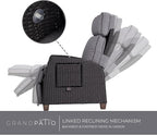 Grand patio Outdoor Reclining Chairs with Extended Footrest 2-Piece Adjustable WickerPatio Lounge Recliner up to 15 with Flip Side Table, Cool Grey