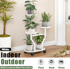 Plant Stand with Wheels 3 Tier Metal Plant Holder Corner Flower Shelf for Multiple Plants Display Rack for Bedroom Living Room Balcony Garden White (White, 3 Tier)