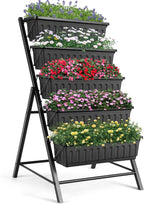 Suyncll Vertical Raised Garden Bed Planter Box,5 Tiers Vertical Garden Planter with Drainage System&4 Hooks for Herb Vegetables Flowers