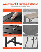 VEVOR Outdoor Bar Table, 39.4 x 15 in Patio Bar Table, Waterproof Top & Sturdy Metal Frame, Rectangle Counter Height Dining Tables, Outdoor Furniture for Balcony, Yard, Hot Tub, Poolside, Indoor