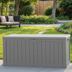 Patiowell 240 Gallon Large Outdoor Storage Box, Waterproof Deck Box with Fixed Divider, Lockable and Durable Patio Storage Solution for Patio Furniture and Garden Tools (Grey)