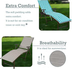 Kozyard Cozy Aluminum Reclining Lounge Chair for Beach, Yard, Pool, Deck, Patio - Outdoor Chaise Lounge with Drink Holder Weather Free Adjustable Assemble-Free Blue Strip Cushion