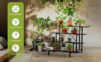 Zhongma 4 Tier Sturdy Metal Plant Stand with Wheels, L45.67 x W34.65 x H35.83 inch, Heavy Duty Plant Holder for Home Indoor and Outdoor, 880 LBS Capacity & Heavy Duty Construction