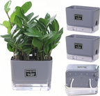 FAMZ Self Watering Pots for Outdoor Plants 4 Pack, Suitable for Indoor and Outdoor Garden Plants and Flowers, Rectangle Planter Box, African Violet Pots, Plant pots, Small Planter (7" Gray)