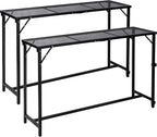 REDCAMP 55 Inch Outdoor Bar Table, 2 Pack Folding Paito Bar Height Hot Tub Table with Waterproof Mesh Top for Balcony, Garden, Poolside, Indoor, Rectangle Black