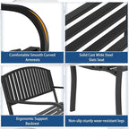 Outdoor Bench Garden Bench, Weatherproof Anti-Rust Heavy-Duty Outside Benches Clearance, Wrought Iron Metal Bench for Front Porch, Patio, Park
