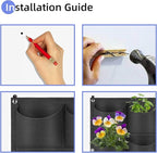 9 Pockets Hanging Planter Bags, Hanging Vertical Wall Mounted Plant Planting Grow Bags, Herb Garden Planter Outdoor Indoor Growing Bag, Gardening Vertical Greening Flower Container(0.5m×0.5m, Black)