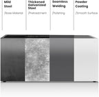 GSK 30" L White LED Metal Planter with Light Outdoor Illuminate Magnetic 3000K Lighting Strips Rectangular Flower Box Rectangle Trough Drainage Holes Indoor Patio Balcony Garden