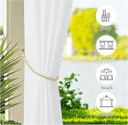 NICETOWN Canvas Outdoor Curtains for Patio Waterproof 2 Panels, Thermal Insulated Silver Rustproof Grommet Top & Bottom Privacy Windproof Outdoor Curtains/Drapes for Cabana, W55'' by L95'', White