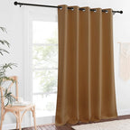 NICETOWN Sliding Door Window Treatment Blackout Patio Door Curtain Panels, Privacy Thermal Drapes for Bedroom Living Room Department with Grommet Top (Gold Brown, W66 x L110)