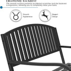 On Shine 50'' Outdoor Bench Weatherproof, Cast Iron All Metal Frame Garden Bench, Anti-Rust Patio Park Bench Clearance for Front Porch, Yard, Lawn, Deck