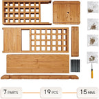 Raised Garden Bed with Wood Trellis Set of 2 Outdoor Planter Box for Tomatoes Climbing Vegetables Herbs Flowers Patio Pots Tall Hanging Roof 2 Drainage Holes Orange, 42.5" L x 17.3" W x 66.1" H