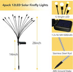Solar Garden Lights Outdoor, 4 Pack 40 LED Solar Firefly Lights Waterproof, Sway by Wind, Swaying Light for Yard Patio Backyard Garden Planter Flower Bed Pathway Outdoor Decoration (Warm White)
