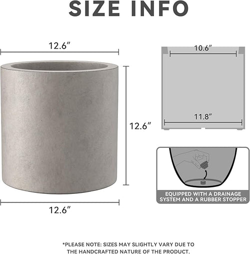 12.6" Dia Round Concrete Planter