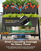 5-Tier Vertical Garden Bed Planter Boxes with Drainage System & Storage Space, Freestanding Vertical Garden Planter with 5 S-Hooks for Plants Vegetables Flowers Herbs in Garden Patio Yard