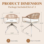 TWT Patio Dining Chairs Outdoor Stackable Dining Chairs for All Weather, Breathable Textilene Garden Outdoor Furniture for Backyard Deck (Brown, Rotatable Set of 2)