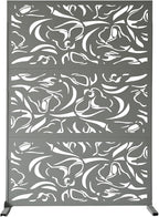 Oakland Living 6 ft. X 4 ft. Grey Freestanding Metal Privacy Screen Room Divider