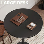 Flamaker Round Bistro Pub Table Modern Style Metal Base MDF Top Cocktail Bar Table Counter Bar Height for Pub, Dining Room, Party (1, Full Black)