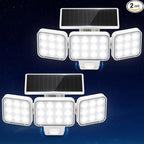 WdtPro Solar Lights Outdoor Motion Sensor, 3500LM Bright Solar Flood Lights Outdoor, Adjustable & Upgrade Glass Panel, Wireless LED Solar Powered Security Spot Lights Waterproof for Yard-2Pack, White