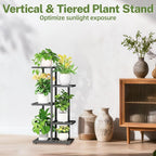 iDavosic.ly Plant Stand Indoor Outdoor, 4-Tier Tall Metal Flower Shelf for Heavy-Duty Large Planters, Corner Orchid Display Rack for Living Room Balcony Patio Porch, Space Saving, Modern Black