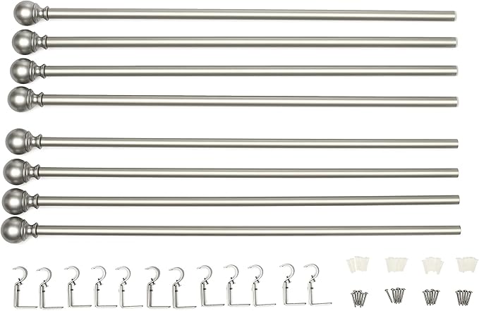 Amazon Basics Sturdy Adjustable Curtain Rod for Windows with Round Finials, Easy Installation, 1-Inch Rod, 36" to 72", Nickel, 1-Pack