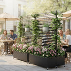 Double Metal Planter Box with Trellis Privacy Screen, Raised Garden Bed with - Image 2