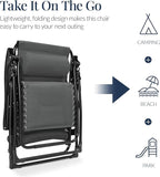 Best Choice Products Oversized Padded Zero Gravity Chair, Folding Outdoor Patio Recliner, XL Anti Gravity Lounger for Backyard w/Headrest, Cup Holder, Side Tray, Polyester Mesh - Gray