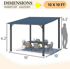 AECOJOY 10' x 10' Hardtop Gazebo Outdoor Pergola, Heavy Duty Lean to Metal Pergolas and Gazebos Clearance, Wall-Mounted Grill Gazebo Galvanized Steel Patio Roof Awnings for Patio, Decks