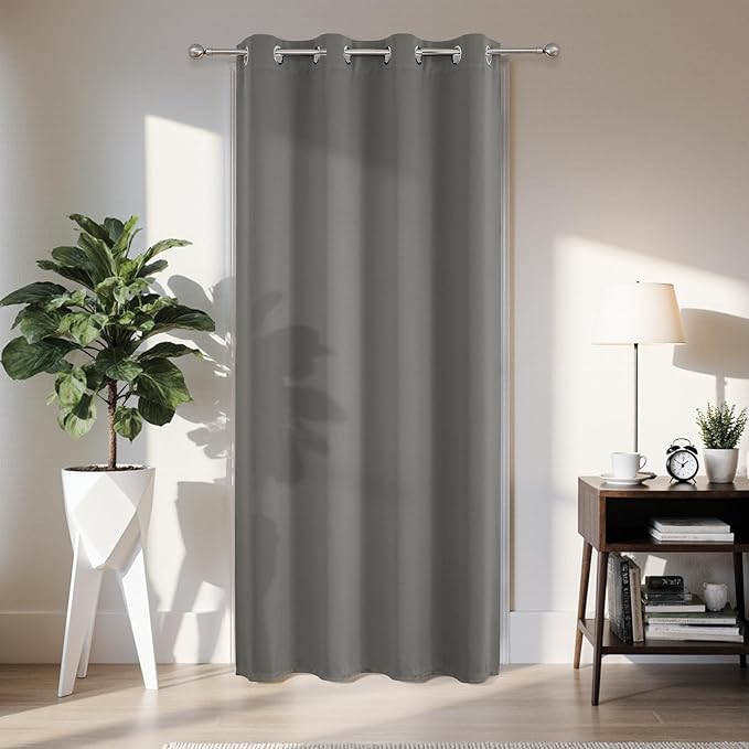 Blackout Door Curtain for Doorway – Light Grey, 52Wx90L, 1 Panel