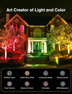Onforu 2 Pack RGBW LED Flood Light 800W Equivalent, 100W Color Changing Floodlight with 44 Keys Remote, 2700K Warm White IP66 Waterproof Spot Lights Outdoor, Uplights for Stage, Party