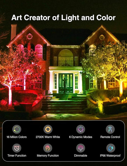 2 Pack RGBW LED Flood Light 800W Equivalent – White