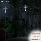 Alpine Corporation 34" Tall Outdoor Solar Powered Cross Pathway Light Stakes (Set of 2)
