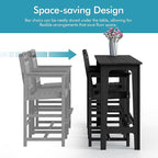 Ciokea 3 Pcs Outdoor Bar Height Table Set, 60" Extra Long Rectangle High Top Table and 2 Oversized Adirondack Chairs Set, Heavy-Duty All-Weather HDPE Patio Bar Set for Backyard Balcony Deck, Black