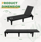 Greesum Outdoor Chaise Lounge Chairs Set of 4 with 5-Position Adjustable Backrest, Waterproof PP Sun Chaise Loungers for Garden Pool Beach Patio Deck Sunbathing, Black