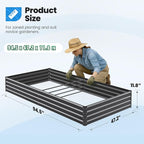 Quictent Galvanized Raised Garden Bed 8x4x1 Ft Metal Planter Box for Vegetables Bottomless for Backyard, 2 Tomato Cages Included, Dark Grey, 2PCS