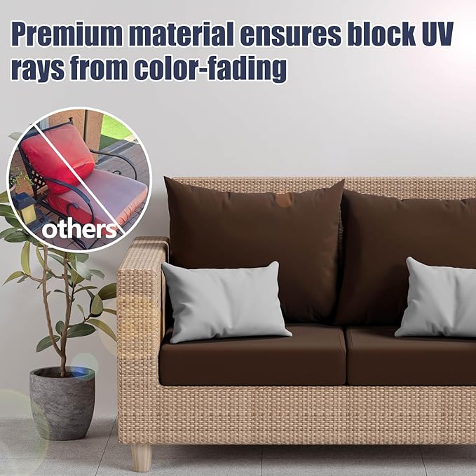 Dark Coffee Outdoor Cushion Covers, 8 Pack Stretch Fit Patio Slipcovers
