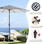MEWAY 9ft Patio Umbrella Outdoor Table Umbrellas with Push Button Tilt and Crank, Market Umbrella 8 Sturdy Ribs for Deck, Garden, Pool and Backyard, Black-white-striped