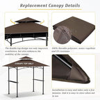 Grill Gazebo Replacement Canopy Top - AONEAR 5'x8' Outdoor BBQ Tent Roof Cover Double Tiered Outdoor Grill Shelter Fit for Model L-GG001PST-F (Brown)