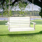 VINGLI Heavy Duty 1600 LBS HDPE Porch Swing Outdoor with Rotatable Cup Holder, 4 FT Patio Bench Swing with Adjustable Chains, 2 Person Hanging Porch Swing Chair for Porch, Yard, Tree, Garden - White