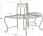 Bench, 50-Inch Curved Wrought Iron, Antique Dark Green Finish