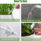 NiHome Spike Self-Watering Bulb 3PCS 10" Iridescent Pearl Hand-Blown Glass Globe Pot Plant Waterer Home Indoor Outdoor Garden Patio Hanging Flower Automatic Irrigation System (Swan, Snail & Bird)