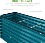 Best Choice Products 8x2x2ft Raised Outdoor Metal Garden Bed, Deep Root Box Planter for Vegetables, Flowers, Herbs, 240 Gallon Capacity, 100% Non Toxic Materials - Peacock Blue